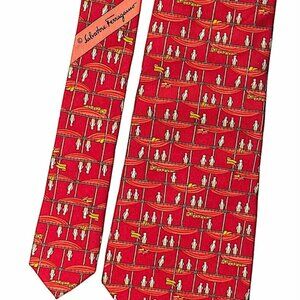 SALVATORE FERRAGAMO SILK PENGUIN TIE MADE IN ITALY